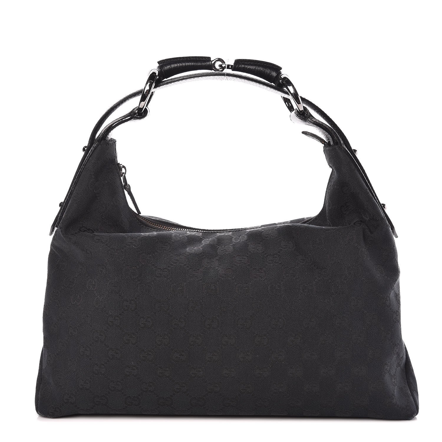 Gucci Monogram Medium Horsebit Chain Hobo Black 1 of 9