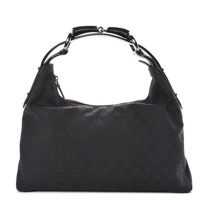 Gucci Monogram Medium Horsebit Chain Hobo Black 1 of 9