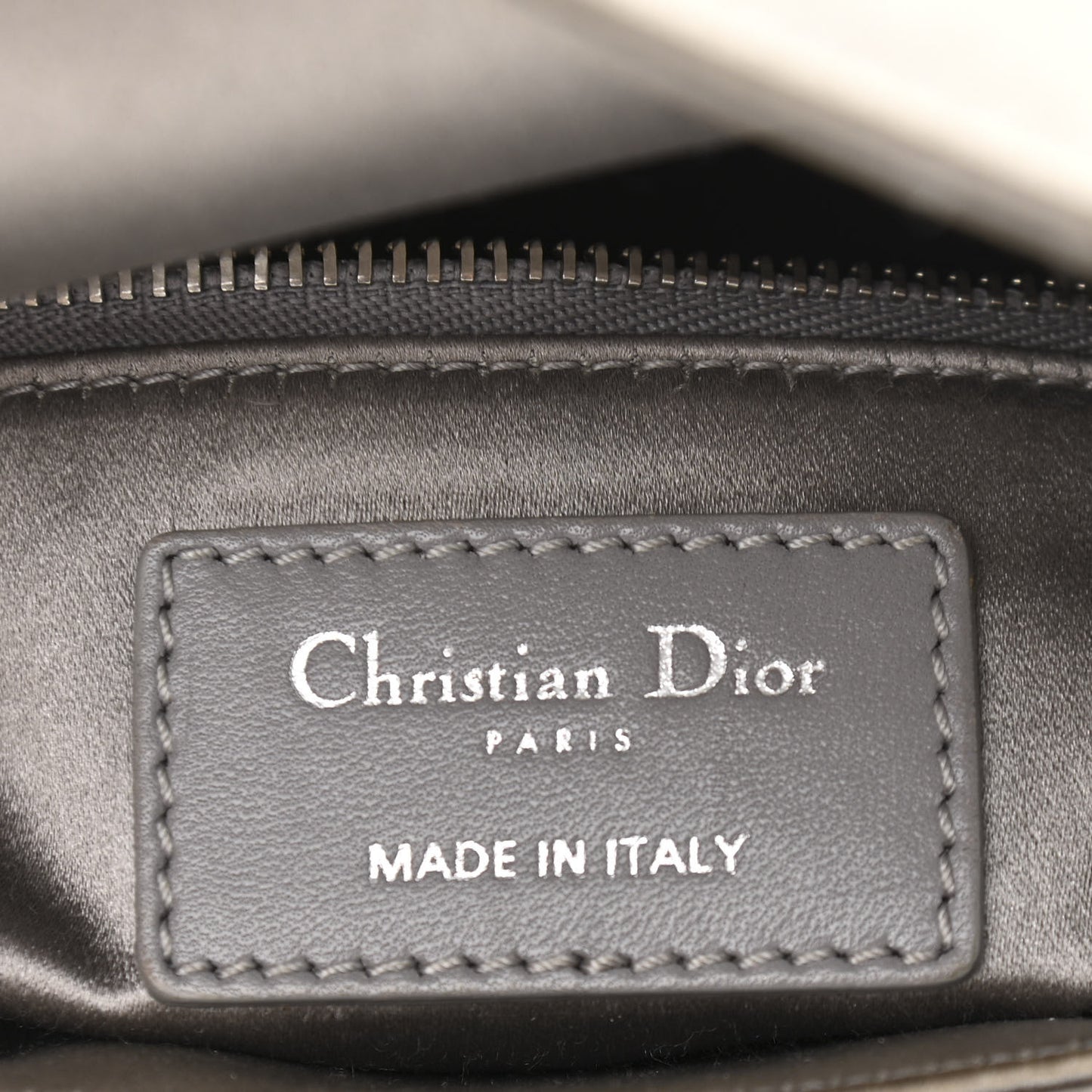 Satin Crystal Cannage Mini Lady Dior Gray