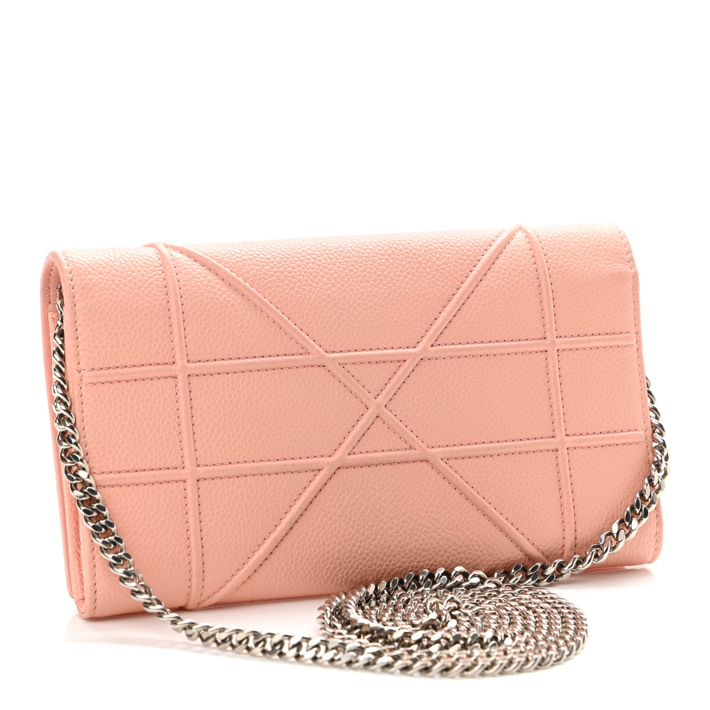 Grained Calfskin Diorama Croisiere Chain Wallet Rose Poudre