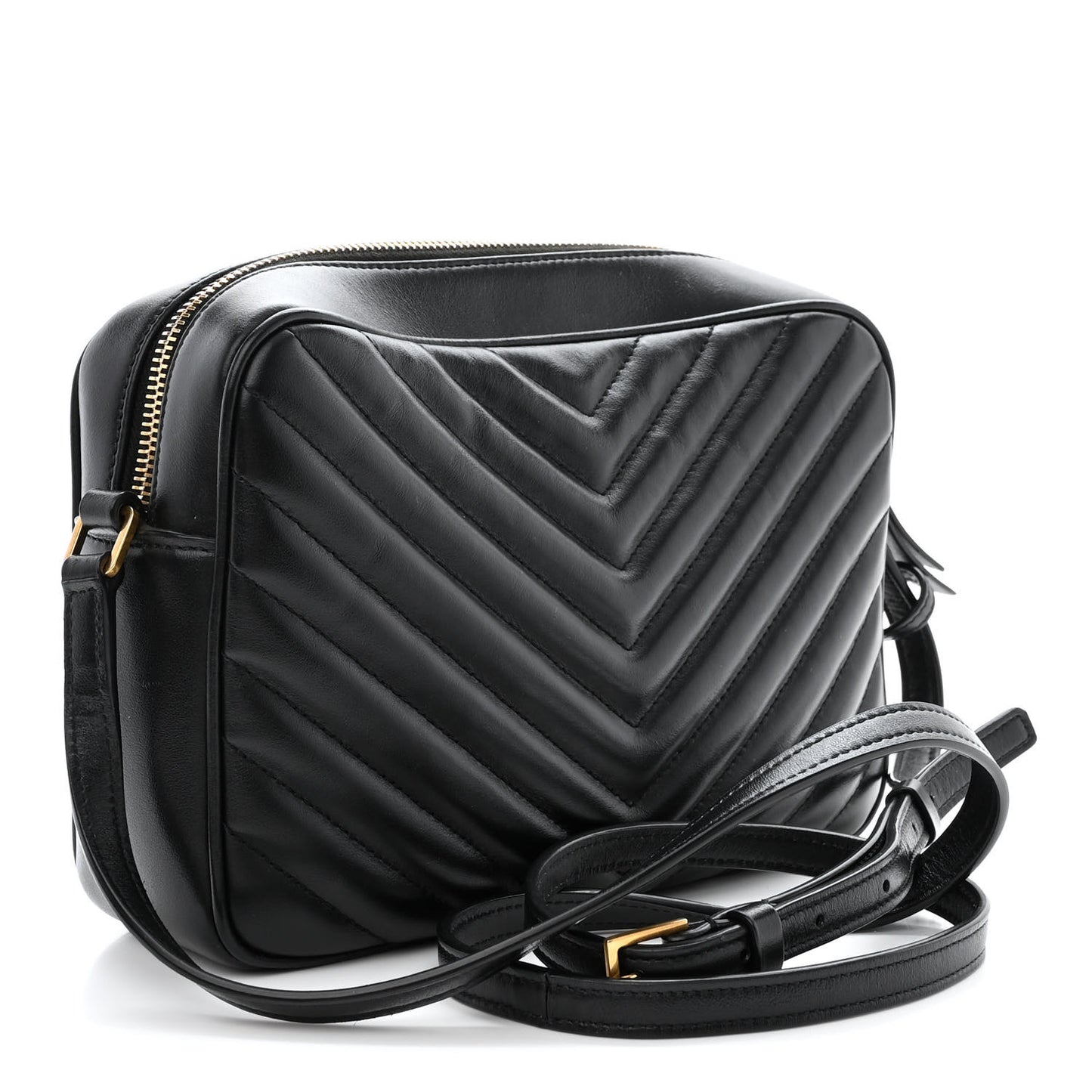 SAINT LAURENT Calfskin Matelasse Monogram Lou Camera Bag Black