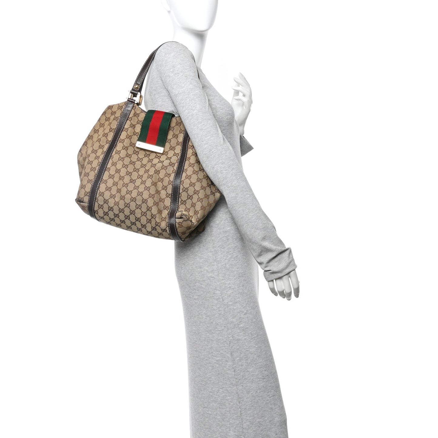 Monogram New Ladies Web Tote Dark Brown