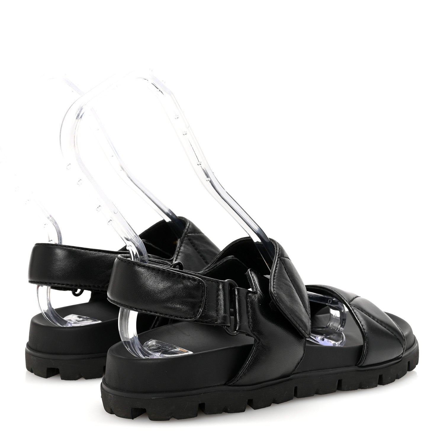 Prada Nappa Logo Quilted 20mm Sport Sandals 37.5 Black 5 of 9