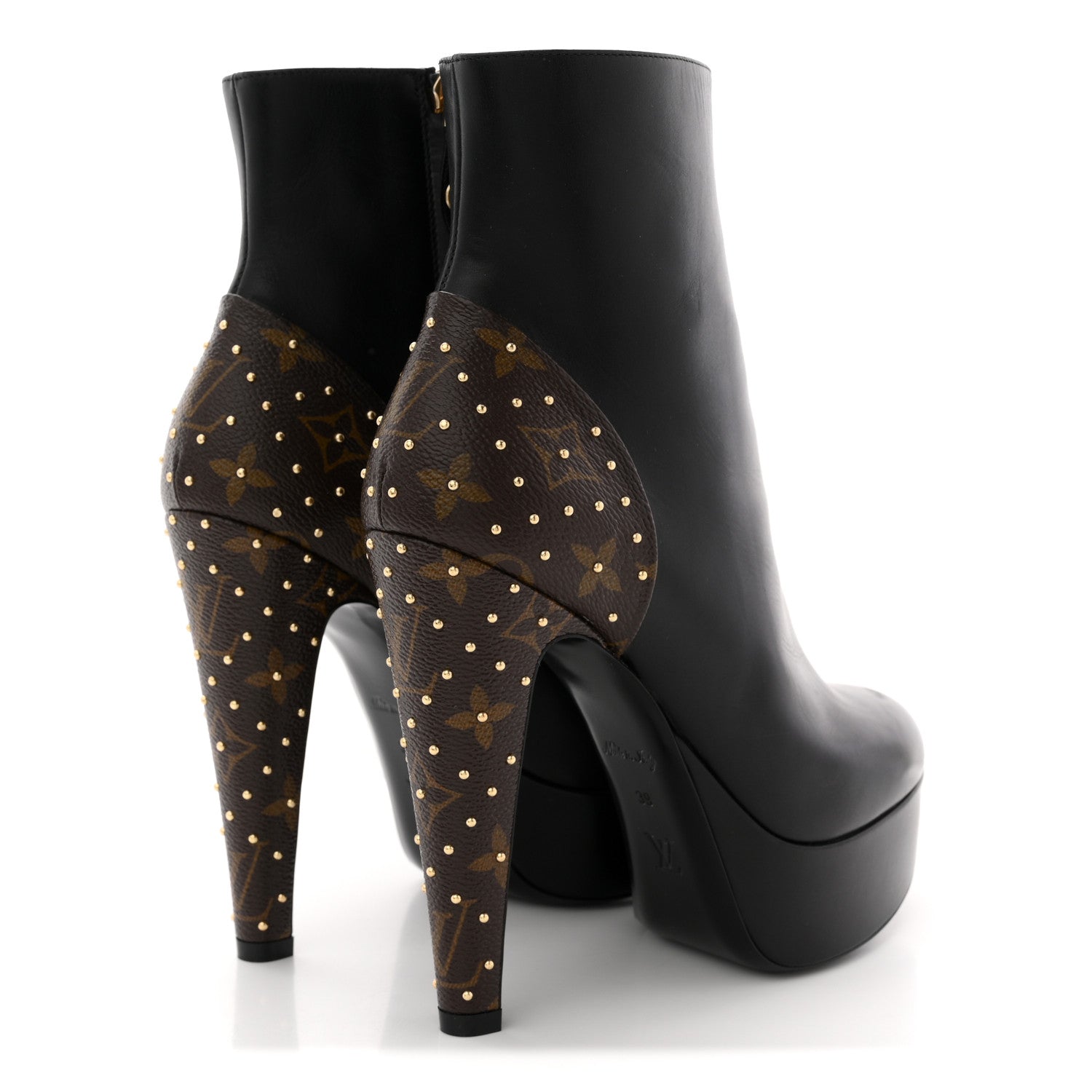 Louis Vuitton Soft Calfskin Monogram Afterglow Platform Ankle Boots 39 Black 5 of 11