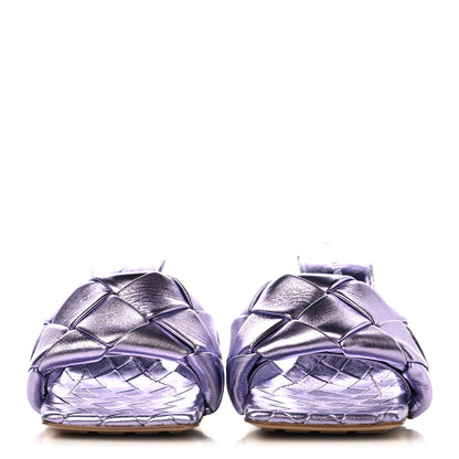 Bottega Veneta Metallic Nappa Maxi Intrecciato Lido 90mm Mule Sandals 38.5 Chrome Purple 3 of 8