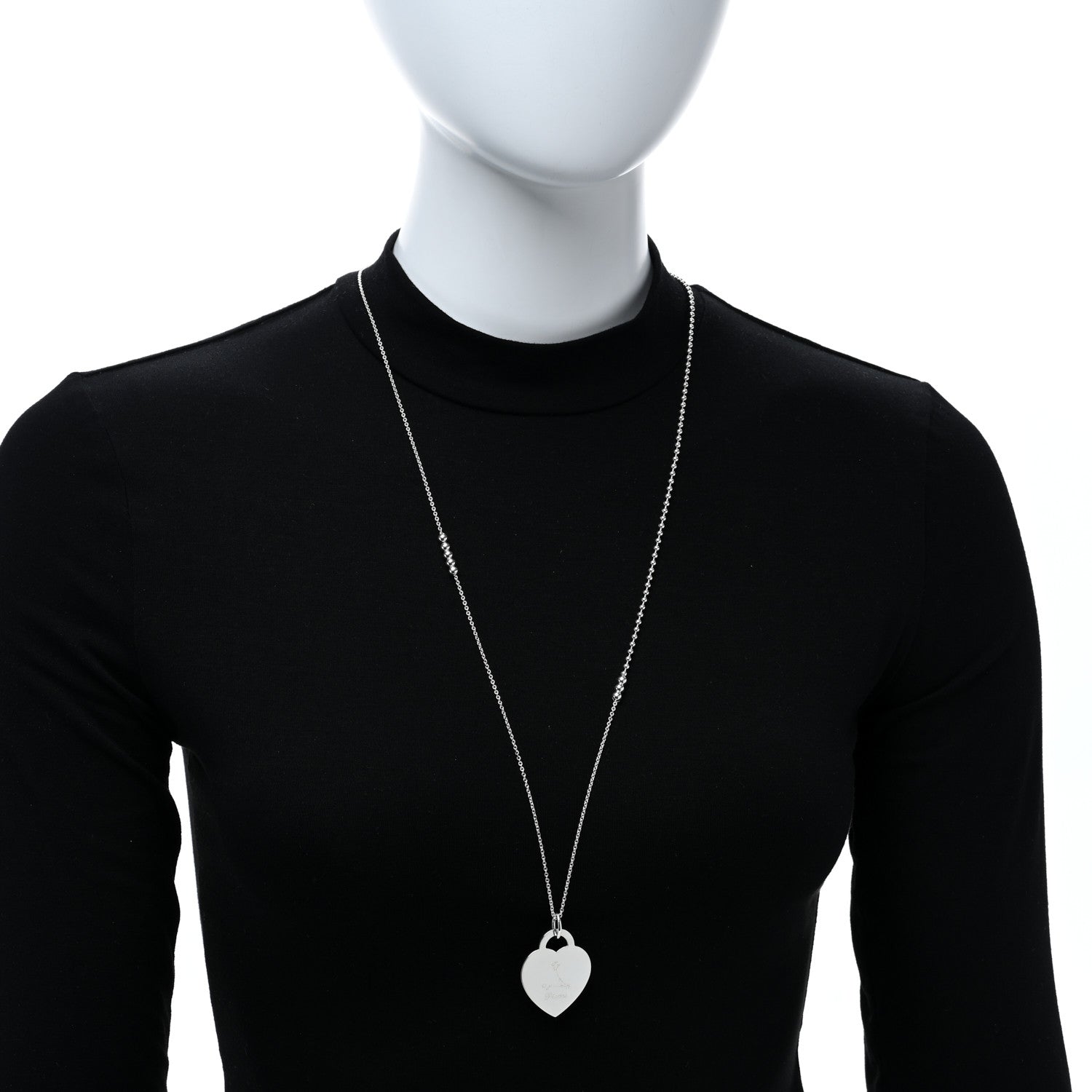 Tiffany Sterling Silver Zodiac Pisces Heart Tag Pendant Necklace 3 of 6