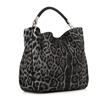 Saint Laurent Calf Hair Stingray Leopard Print Large Roady Hobo Black 2 of 10