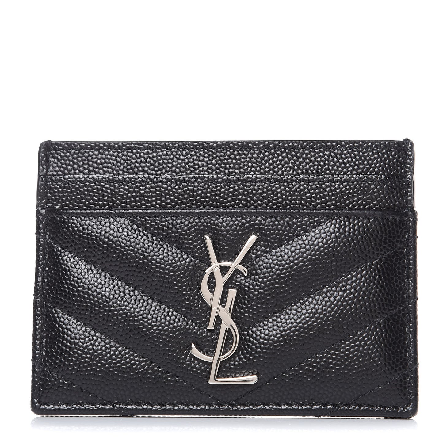 Grain De Poudre Matelasse Chevron Monogram Credit Card Case Black
