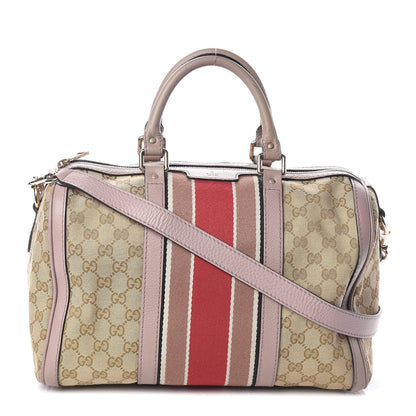 Gucci Monogram Selleria Calfskin Vintage Web Medium Boston New Sand Lilas 1 of 10