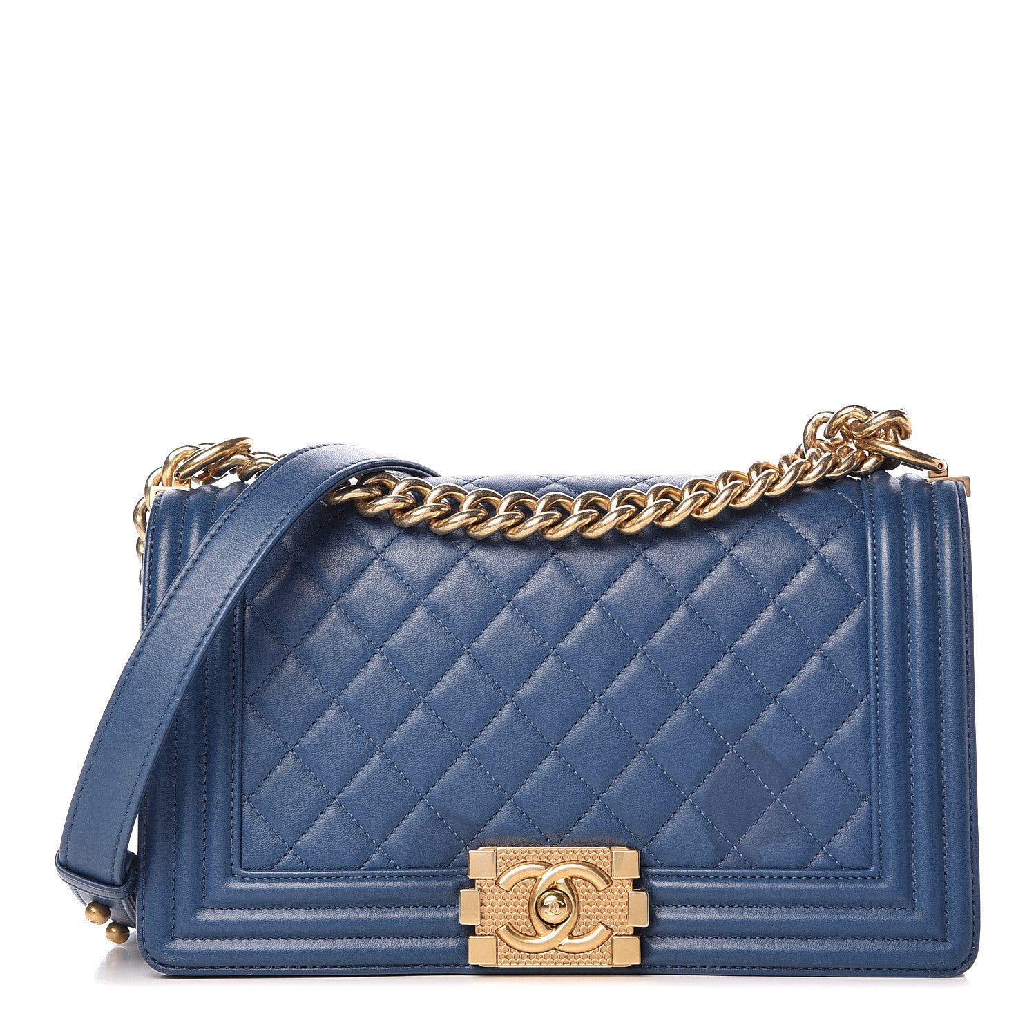 Chanel Lambskin Quilted Medium Boy Flap Blue 1 of 11
