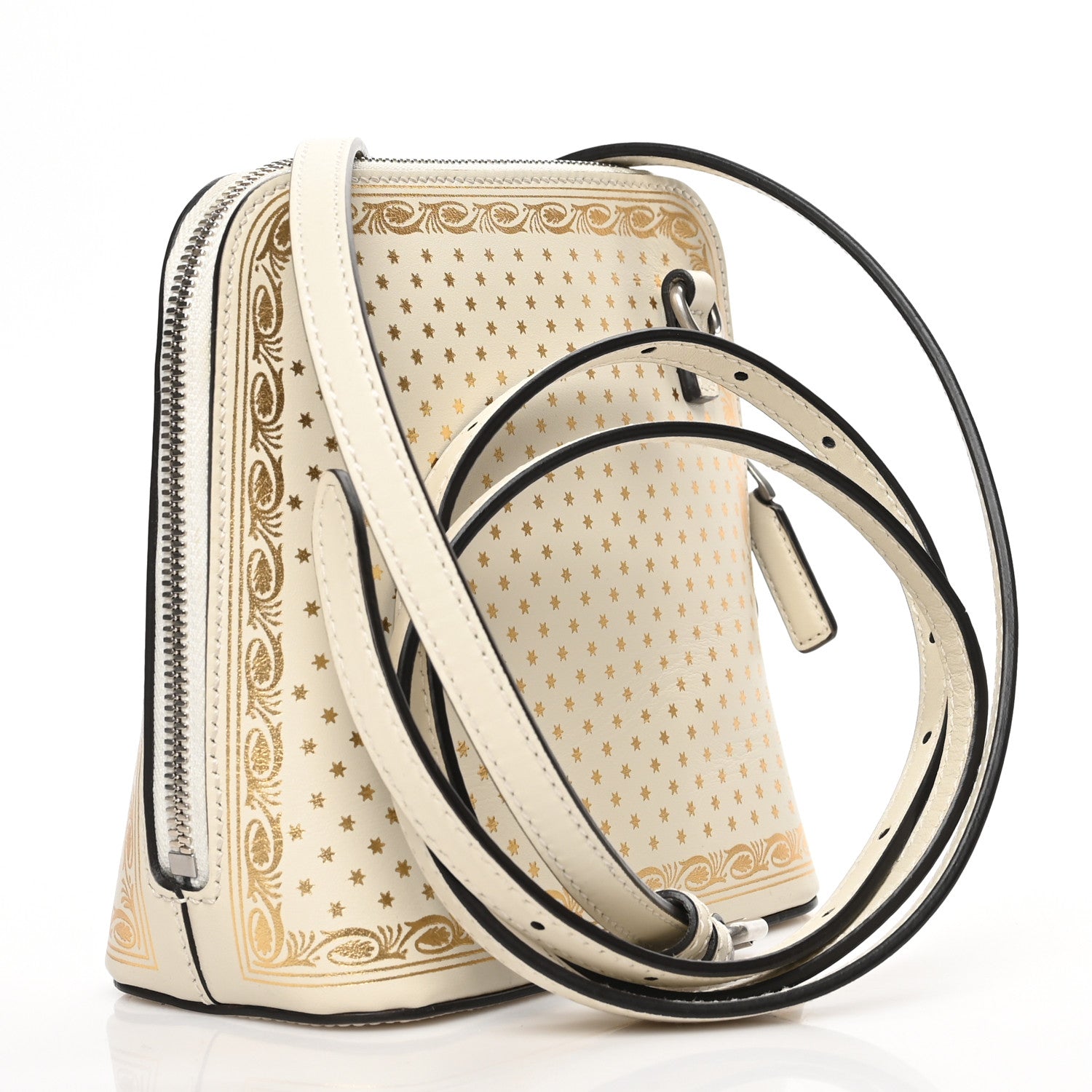 Gucci X SEGA Calfskin GUCCY Stars Mini Dome Shoulder Bag Mystic White Gold 3 of 8