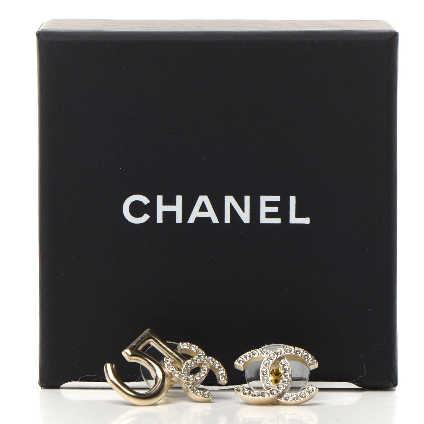 Crystal CC No 5 Earrings Gold