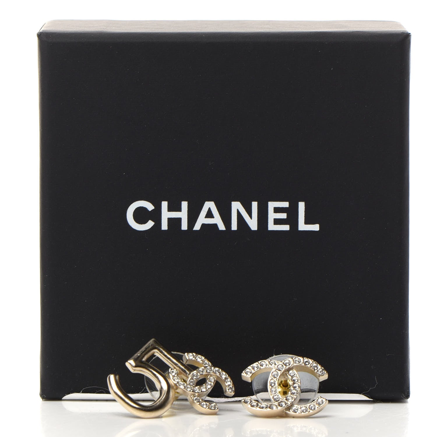 Chanel Crystal CC No 5 Earrings Gold 5 of 5