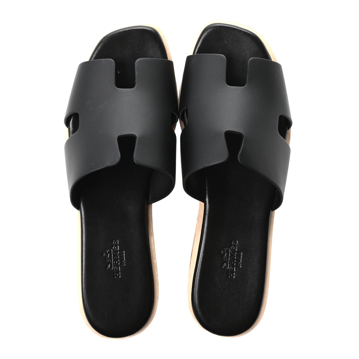 Hermes Calfskin Cork Eze 30 Sandals 38 Black 2 of 10