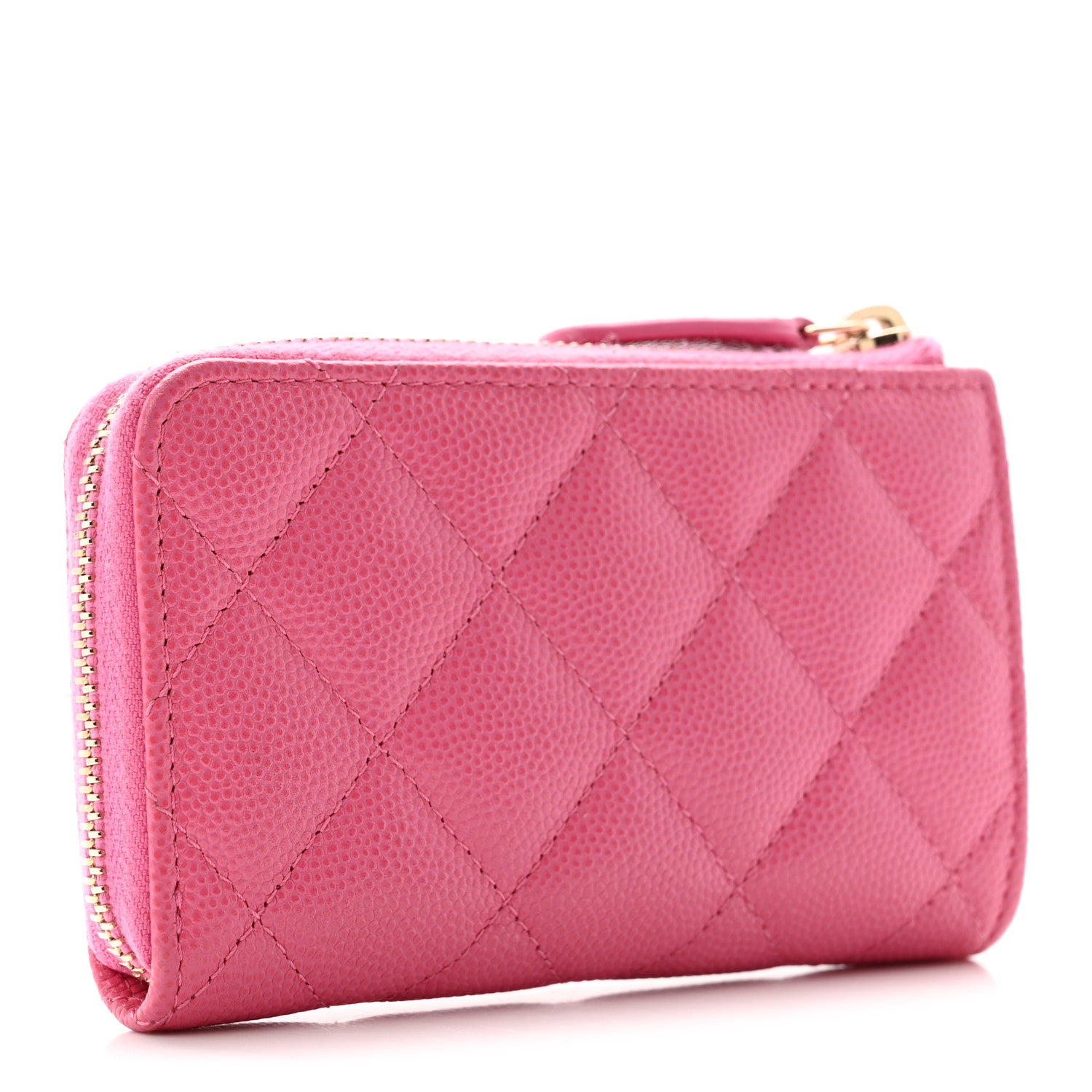 Chanel Caviar Quilted Zipped Key Holder Case Pink 3 of 9