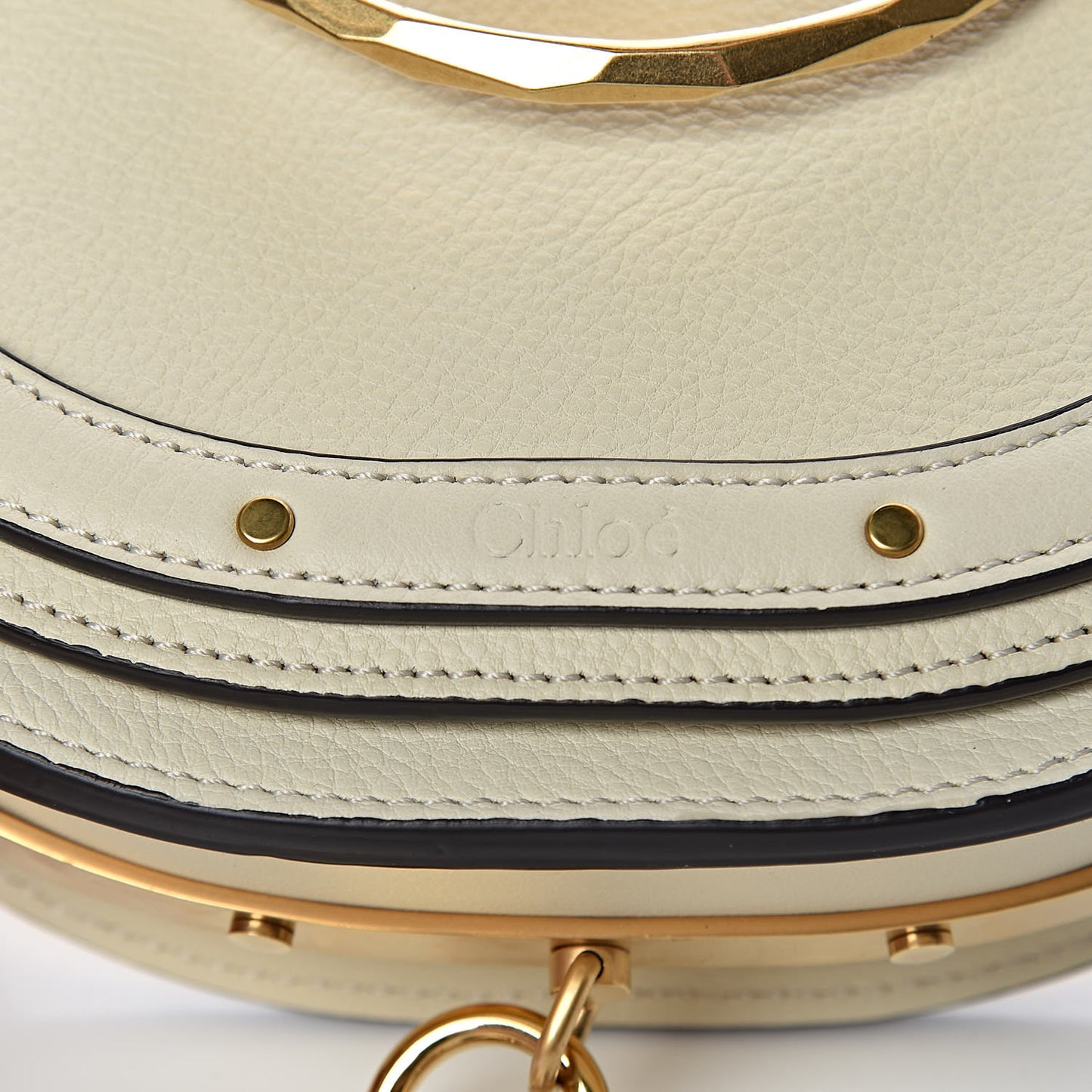 Calfskin Small Nile Bracelet Minaudiere Bag Off White