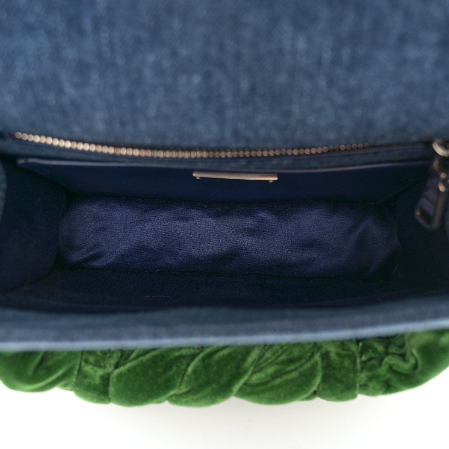Miu Miu Denim Velvet Tresse Shoulder Bag Blue Green 5 of 10