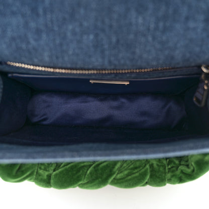 Miu Miu Denim Velvet Tresse Shoulder Bag Blue Green 5 of 10