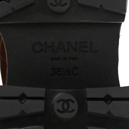 Chanel Calfskin Patent Cap Toe Quilted Short Boots 36.5 Brown Black 8 of 9