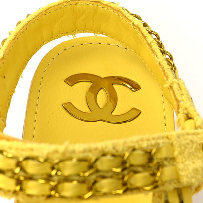 Chanel Tweed Chain Sandals 40 Yellow 7 of 7