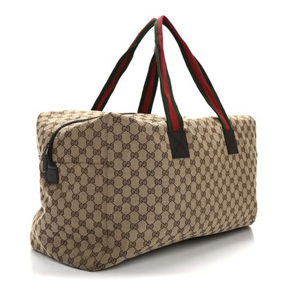 Gucci GG Monogram Web Large Collapsible Carry On Duffle Beige Brown 2 of 13