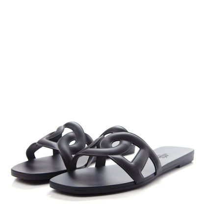 Hermes Rubber Aloha Sandals 37 Black 3 of 11