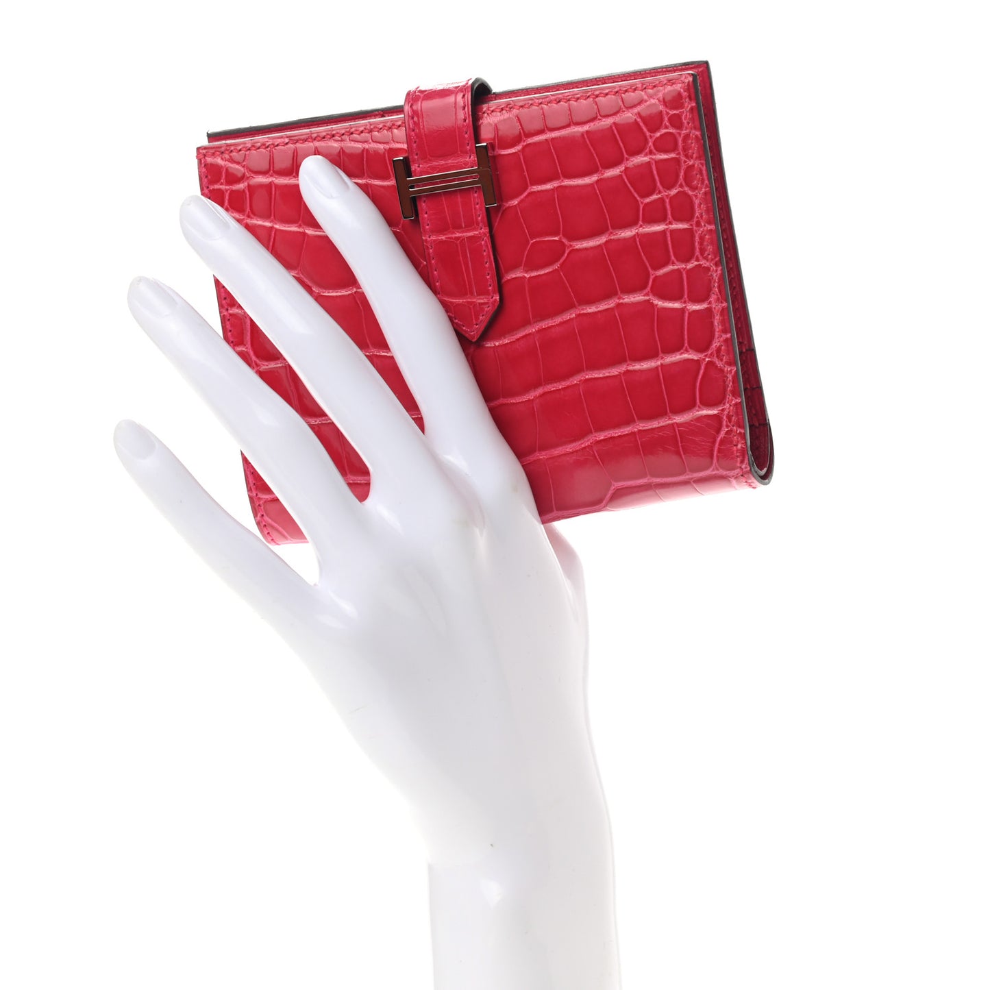 Shiny Alligator Bearn Compact Wallet Rose Extreme