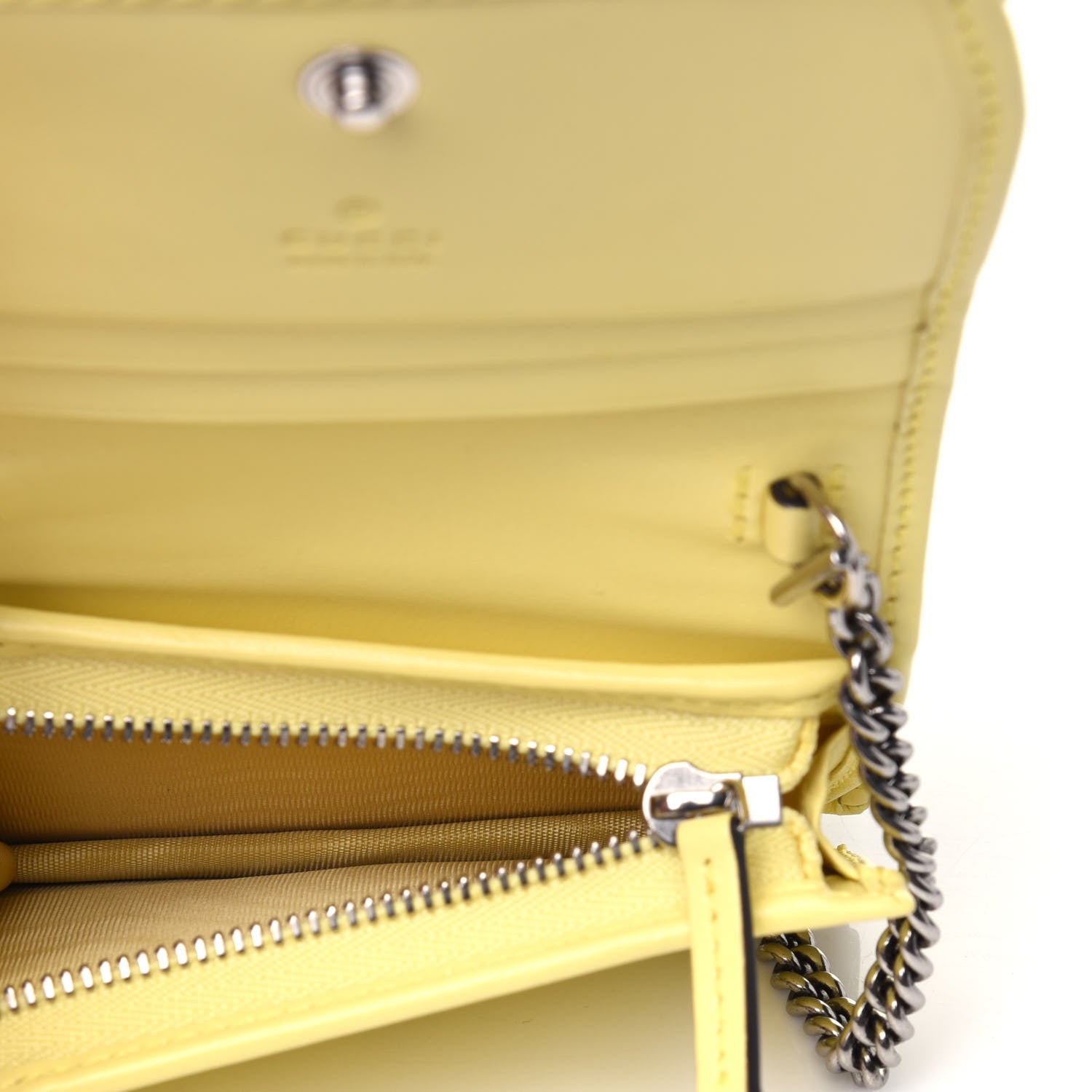 Gucci Calfskin Matelasse GG Marmont Mini Wallet On Chain Banana 5 of 10