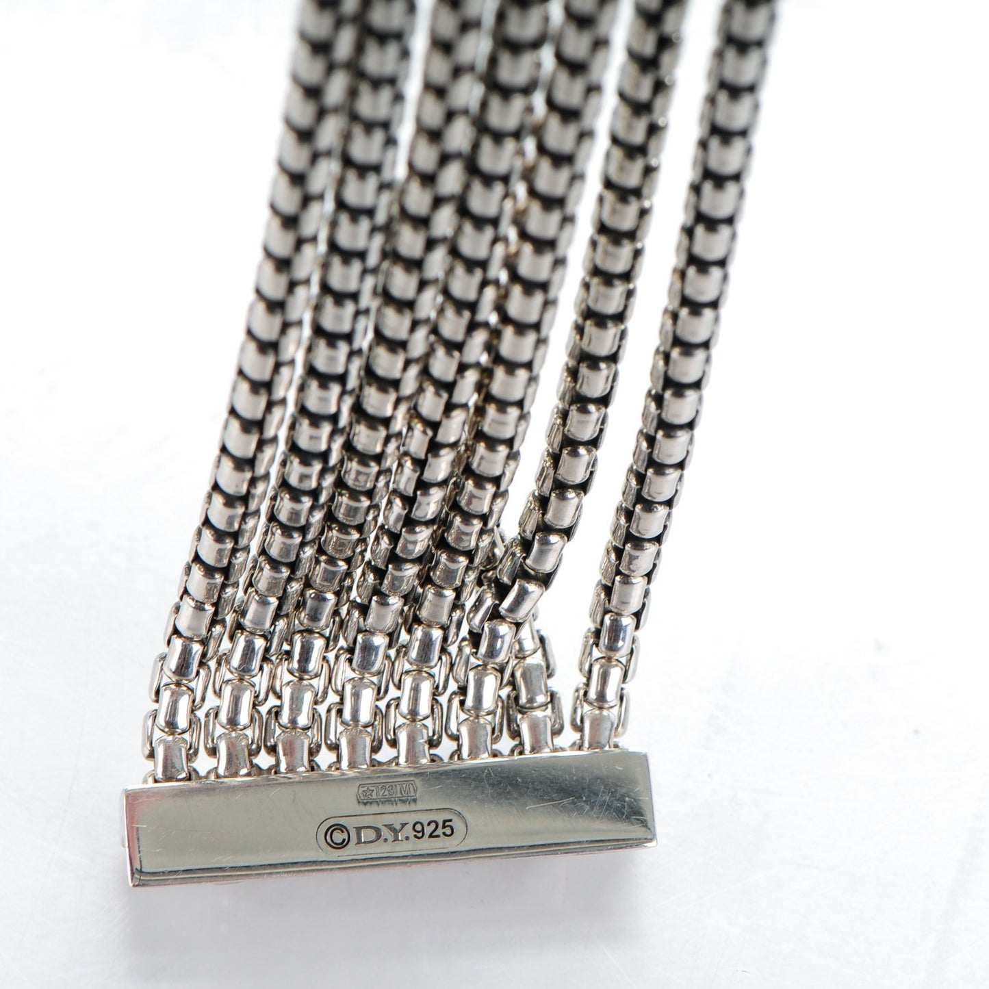 Sterling Silver Eight-Row Box Chain Bracelet