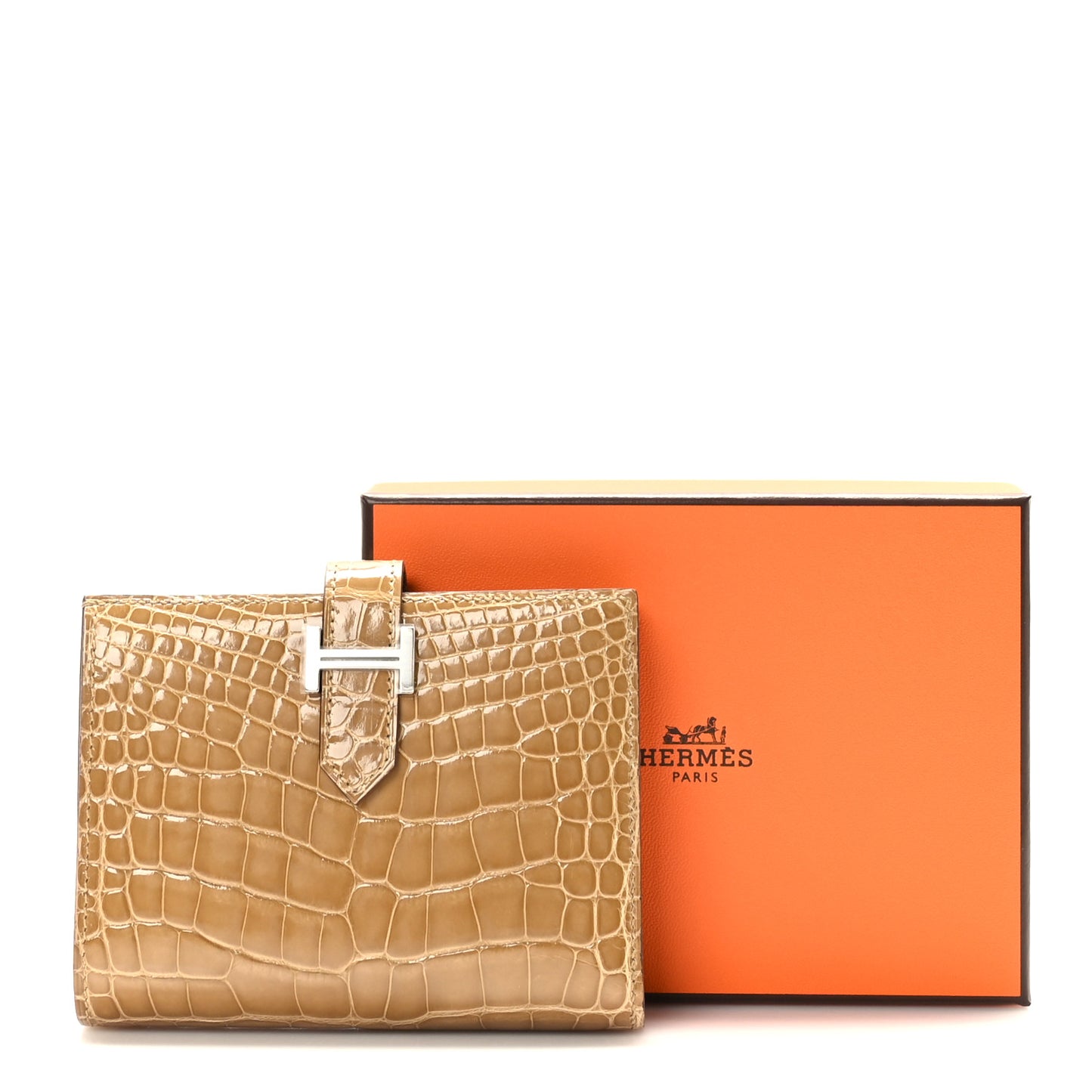 Shiny Alligator Bearn Compact Wallet Sable