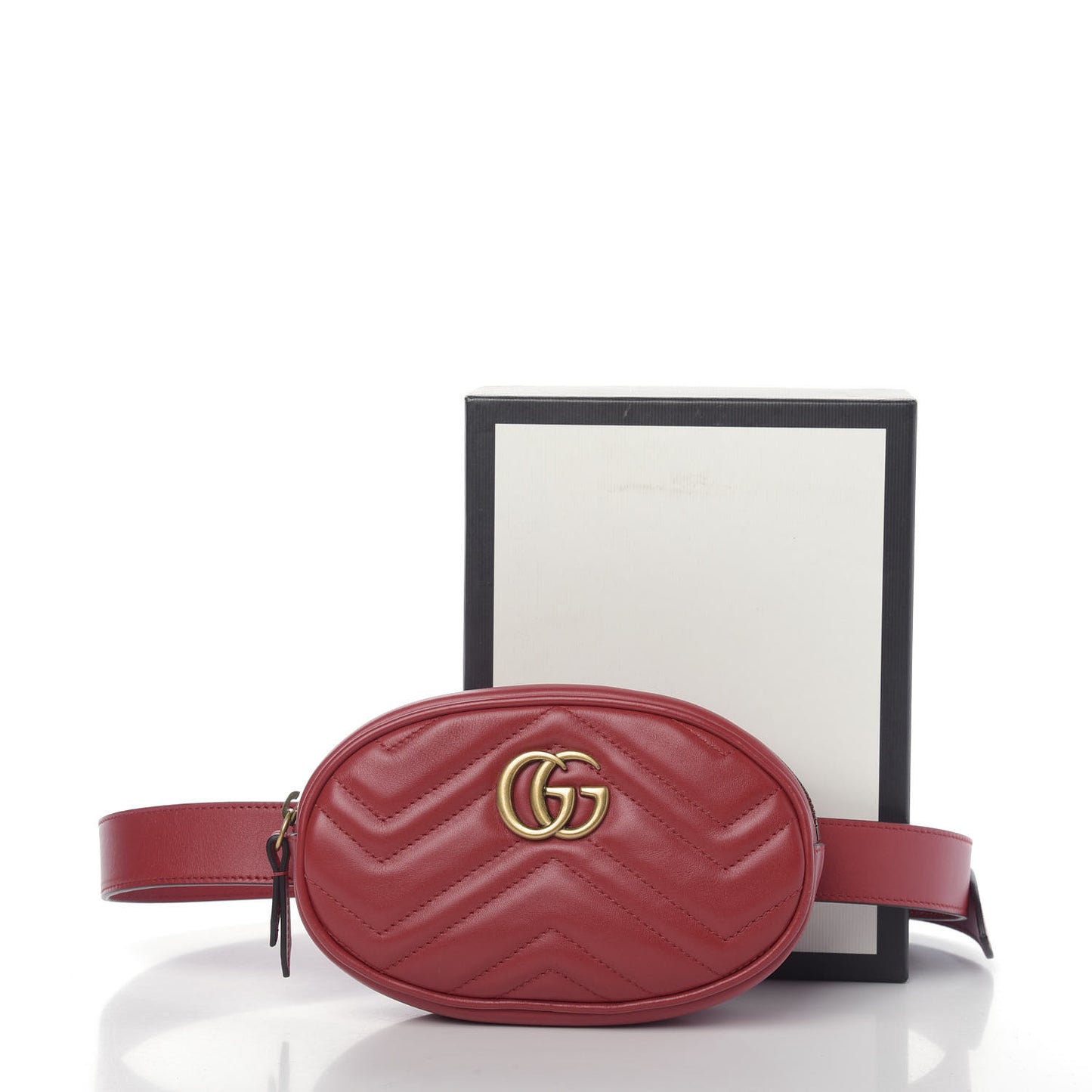 Calfskin Matelasse GG Marmont Belt Bag 95 38 Hibiscus Red