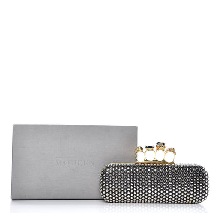 Alexander McQueen Lambskin Studded Skull Knuckle Box Clutch Black 17 of 17