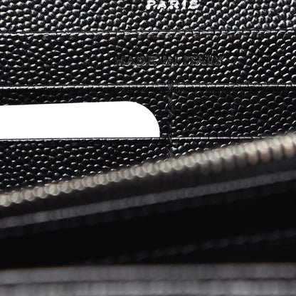 Saint Laurent Grain De Poudre Matelasse Chevron Monogram Flap Wallet Black 7 of 14