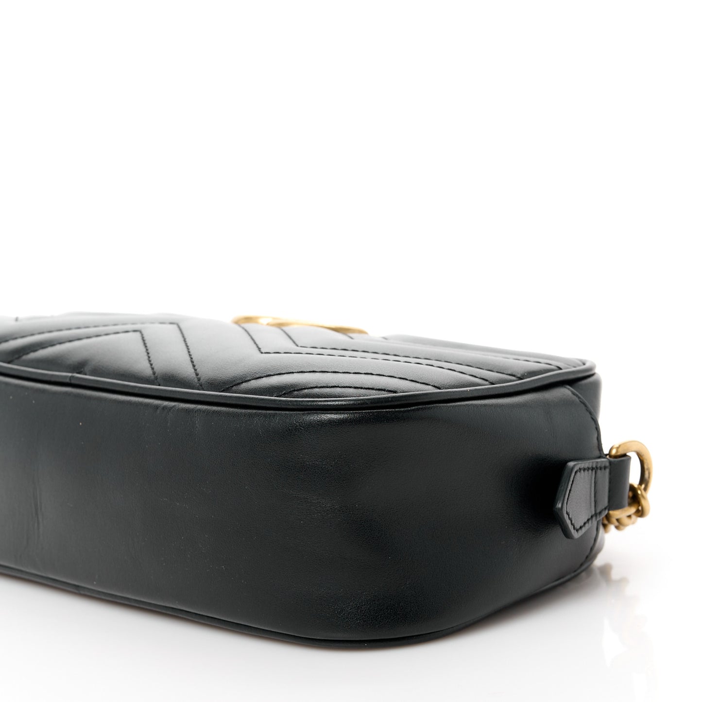 Calfskin Matelasse Small GG Marmont Chain Shoulder Bag Black