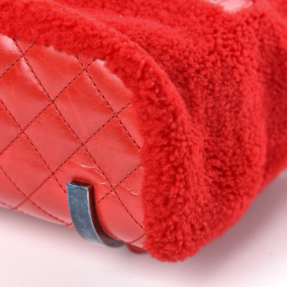 Chanel Glazed Calfskin Shearling Quilted Small Mountain Backpack Red 9 of 10