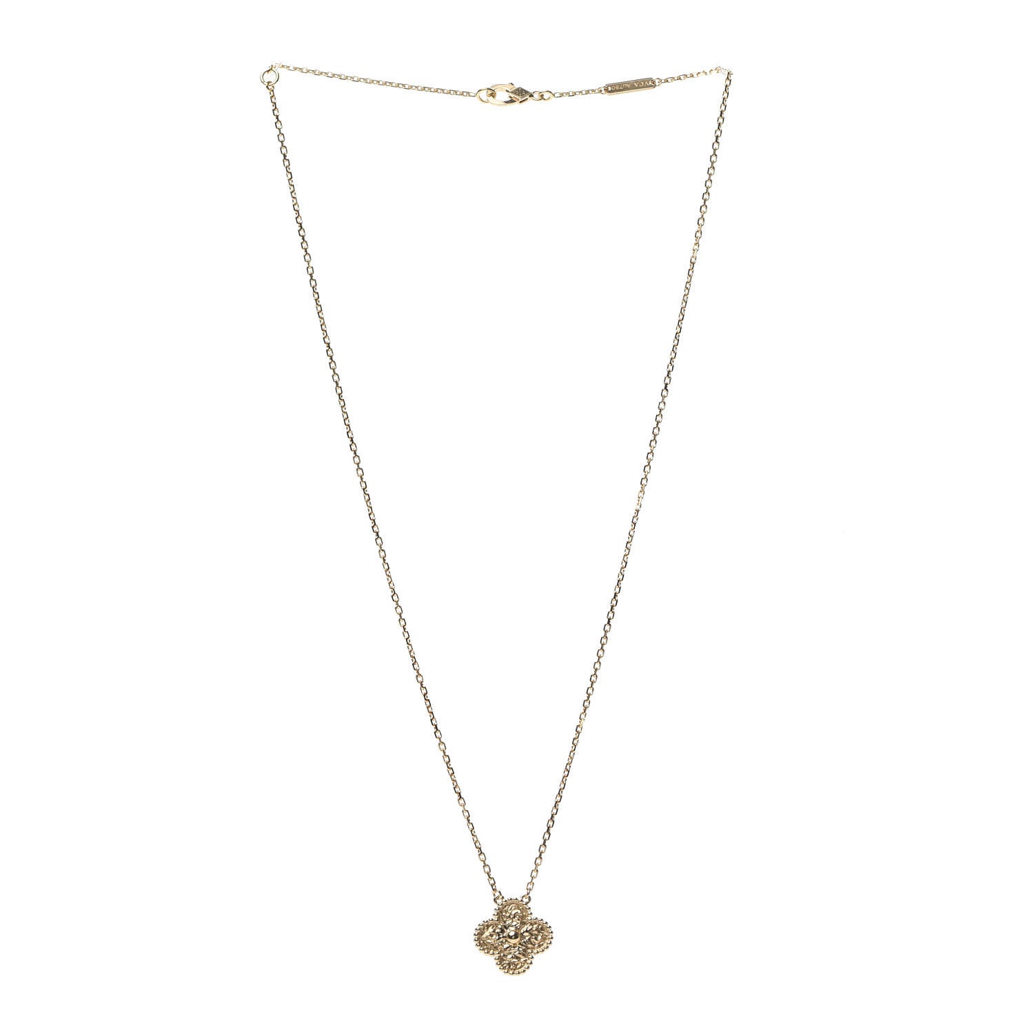 Van Cleef & Arpels 18K Yellow Gold Vintage Alhambra Pendant Necklace 3 of 8