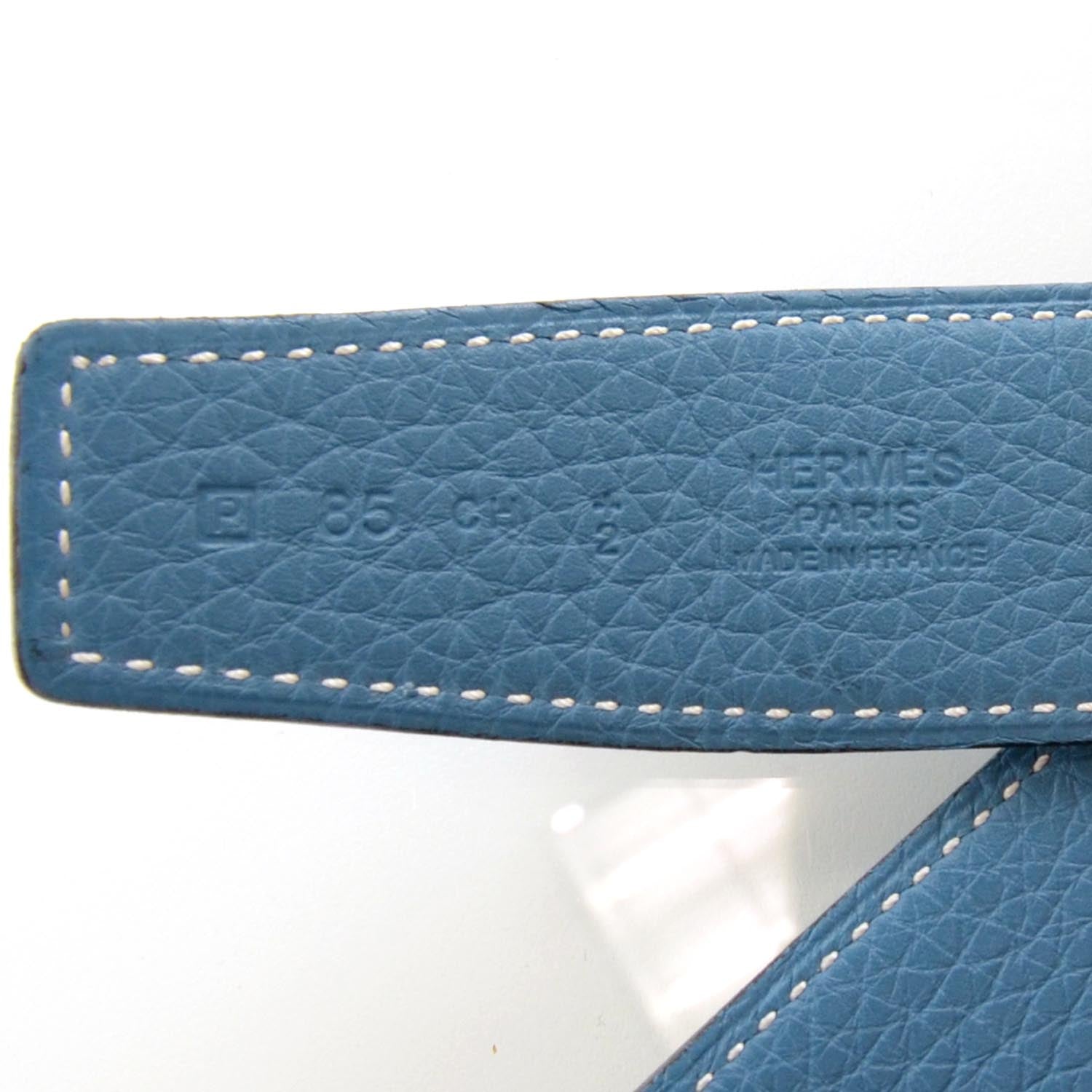 Hermes Box Clemence Reversible Belt Strap Black Blue Jean 85 3 of 3