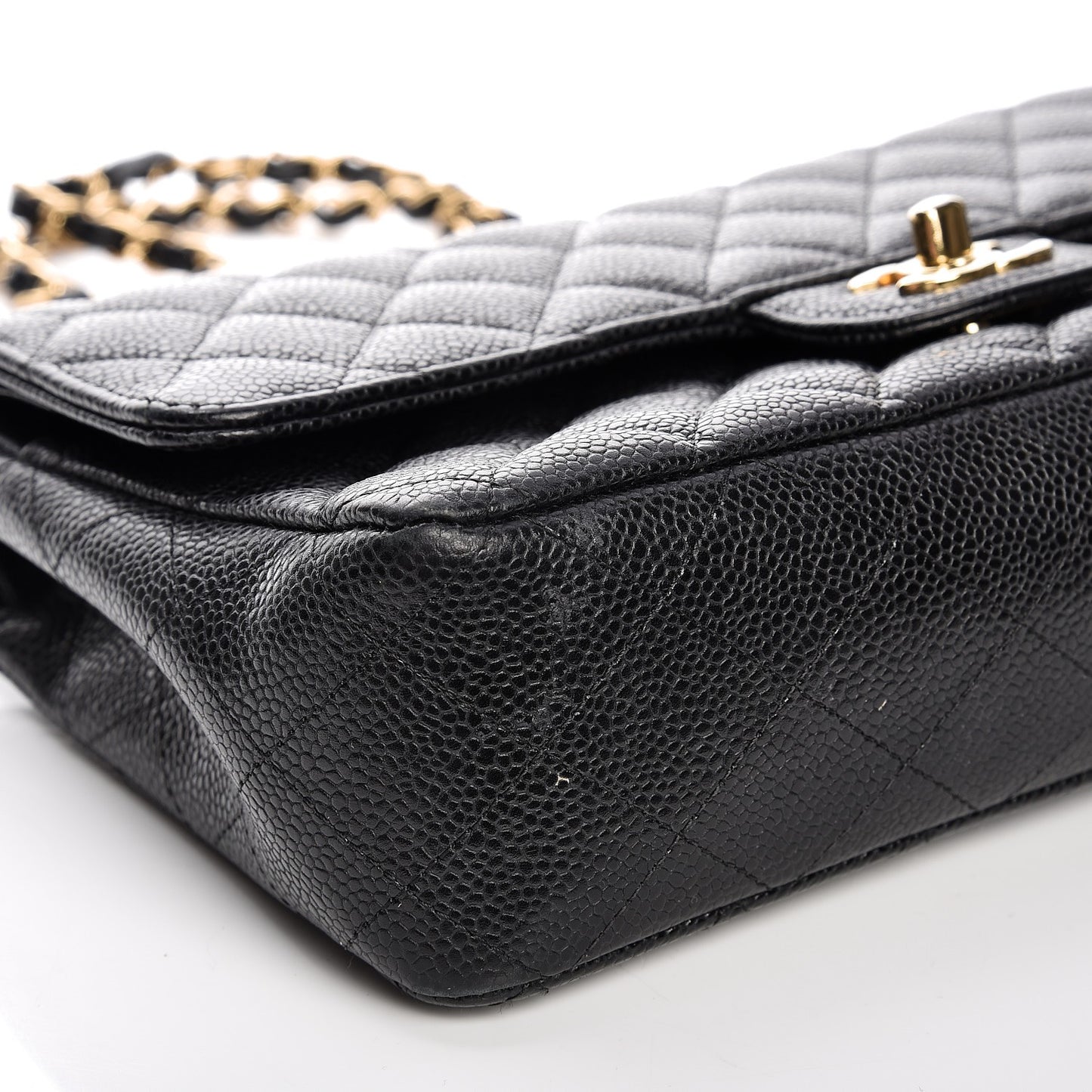 Caviar Quilted Medium Double Flap Black