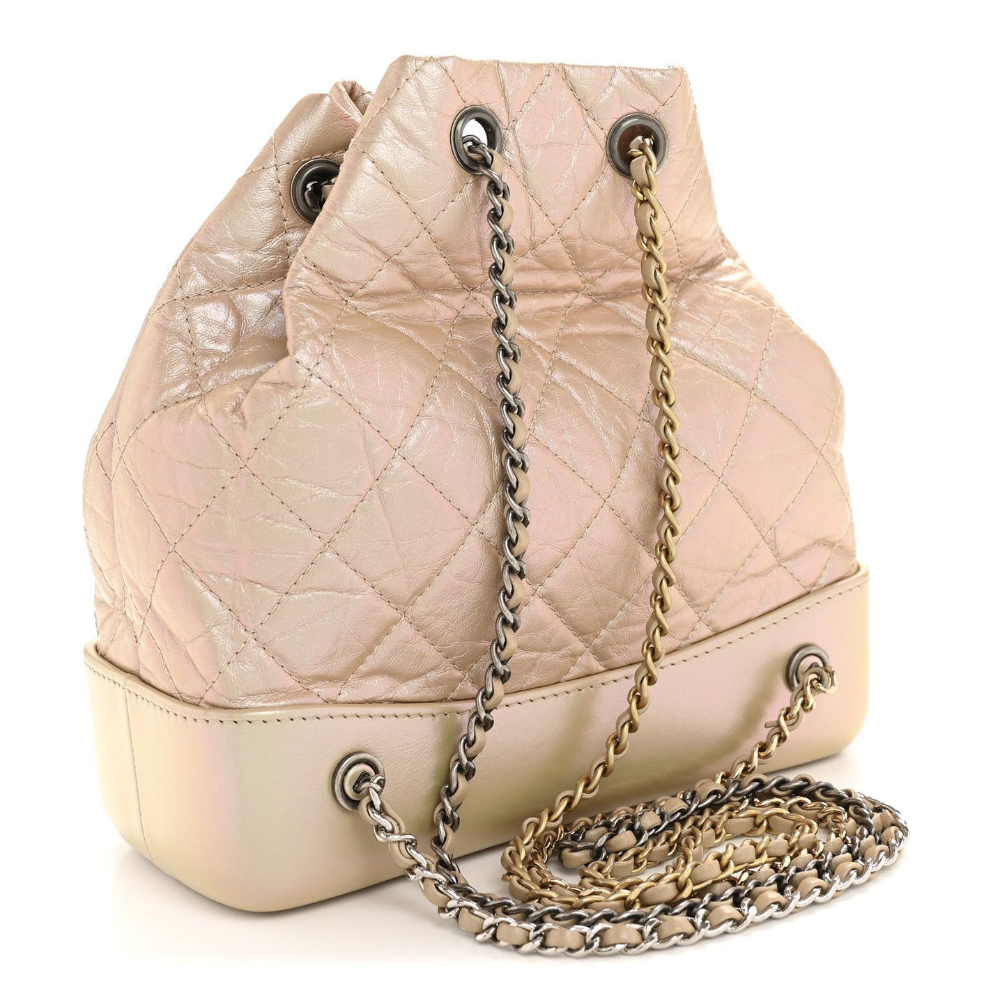Iridescent Lambskin Calfskin Small Quilted Gabrielle Backpack Light Pink