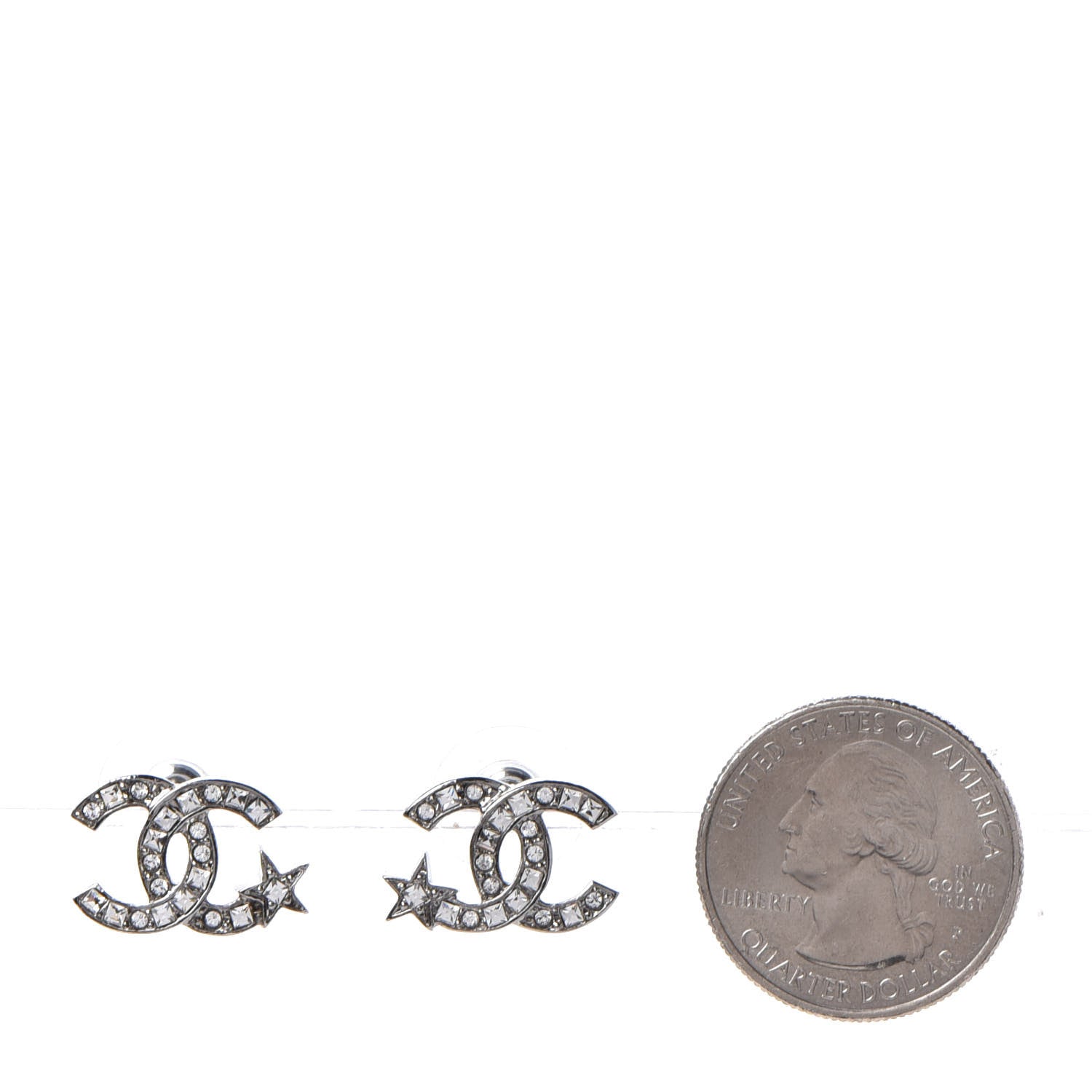 Chanel Crystal CC Starfall Earrings Silver 2 of 5