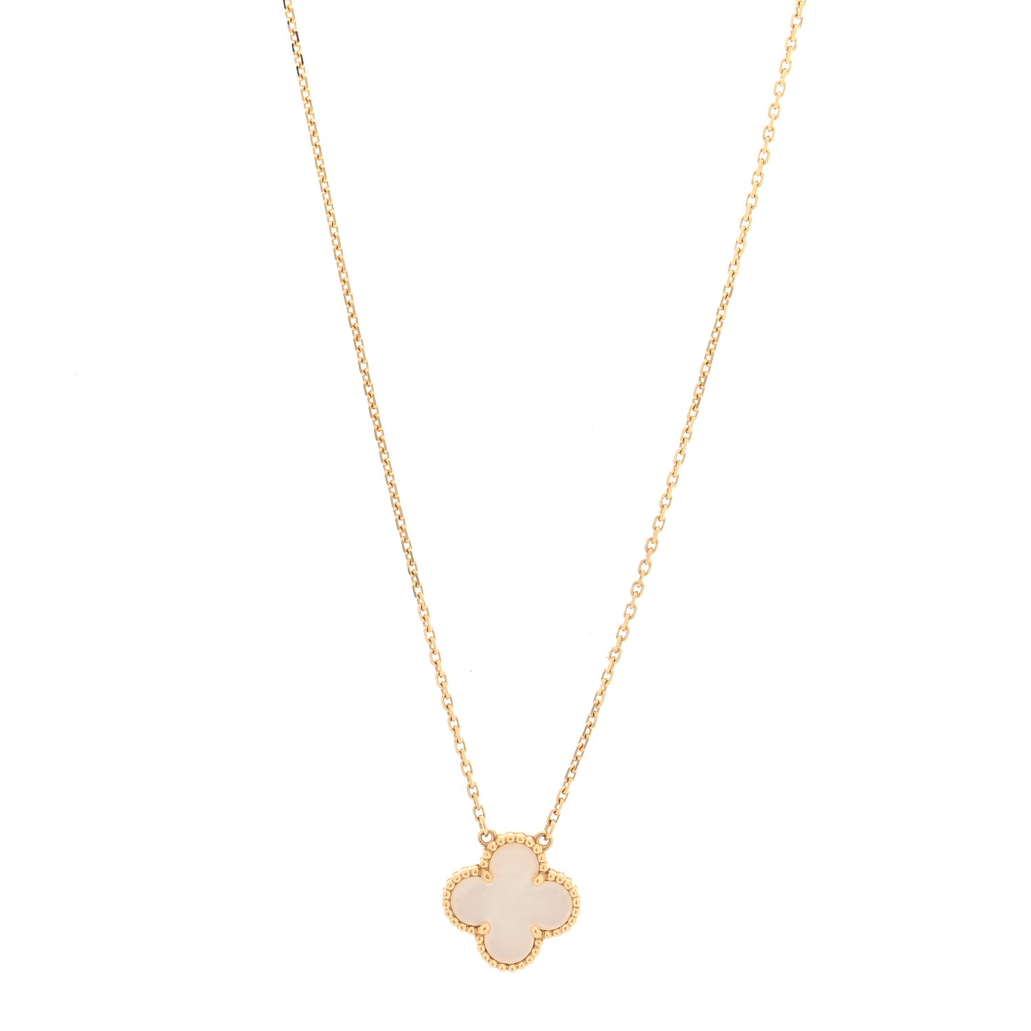 18K Yellow Gold Mother of Pearl Vintage Alhambra Pendant Necklace
