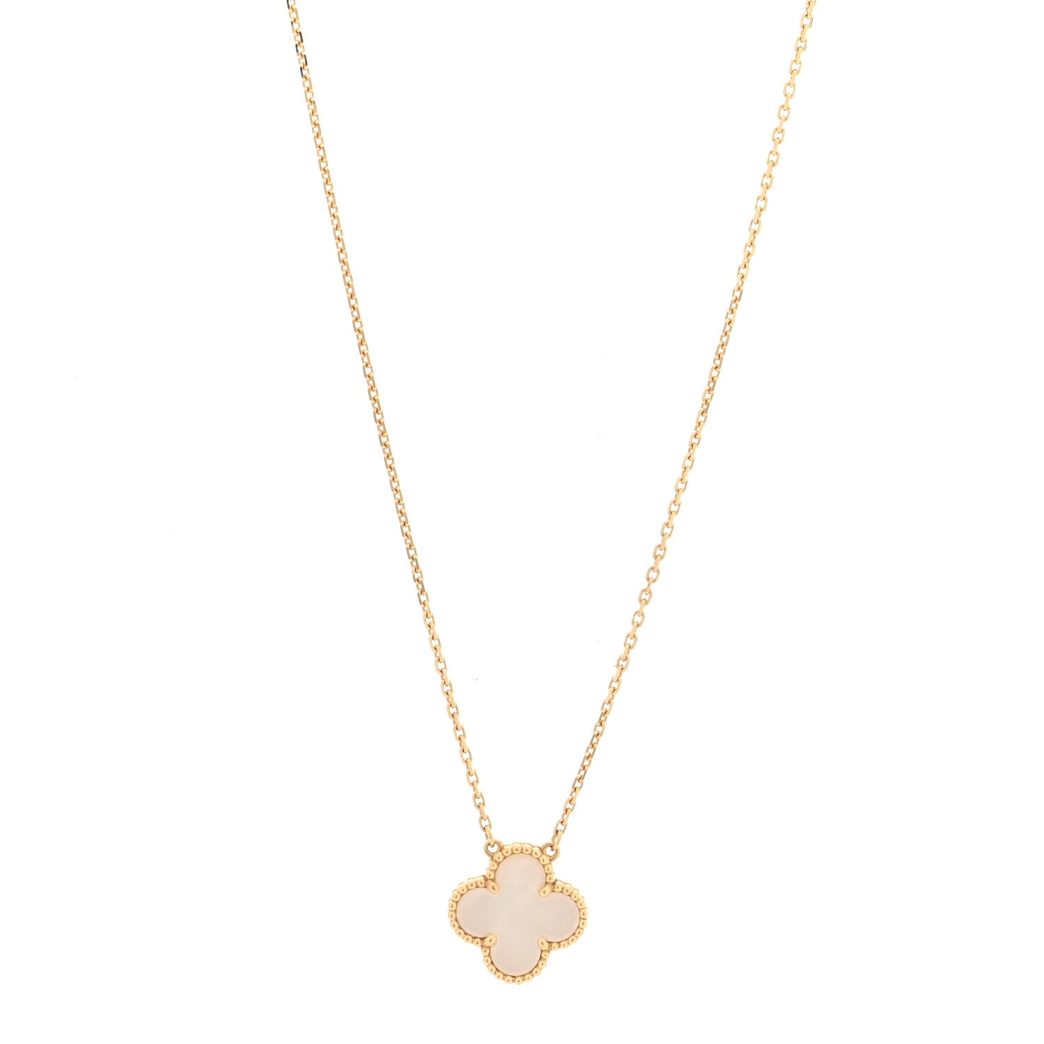 Van Cleef & Arpels 18K Yellow Gold Mother of Pearl Vintage Alhambra Pendant Necklace 1 of 4