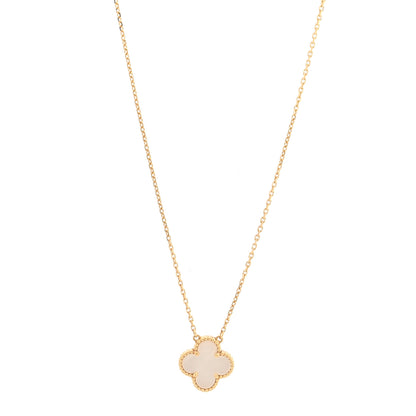 Van Cleef & Arpels 18K Yellow Gold Mother of Pearl Vintage Alhambra Pendant Necklace 1 of 4
