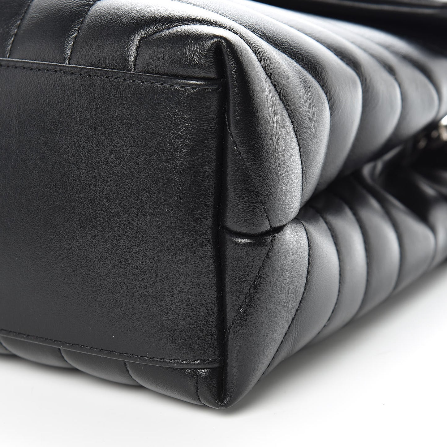 Calfskin Y Quilted Monogram Medium Loulou Chain Satchel Black