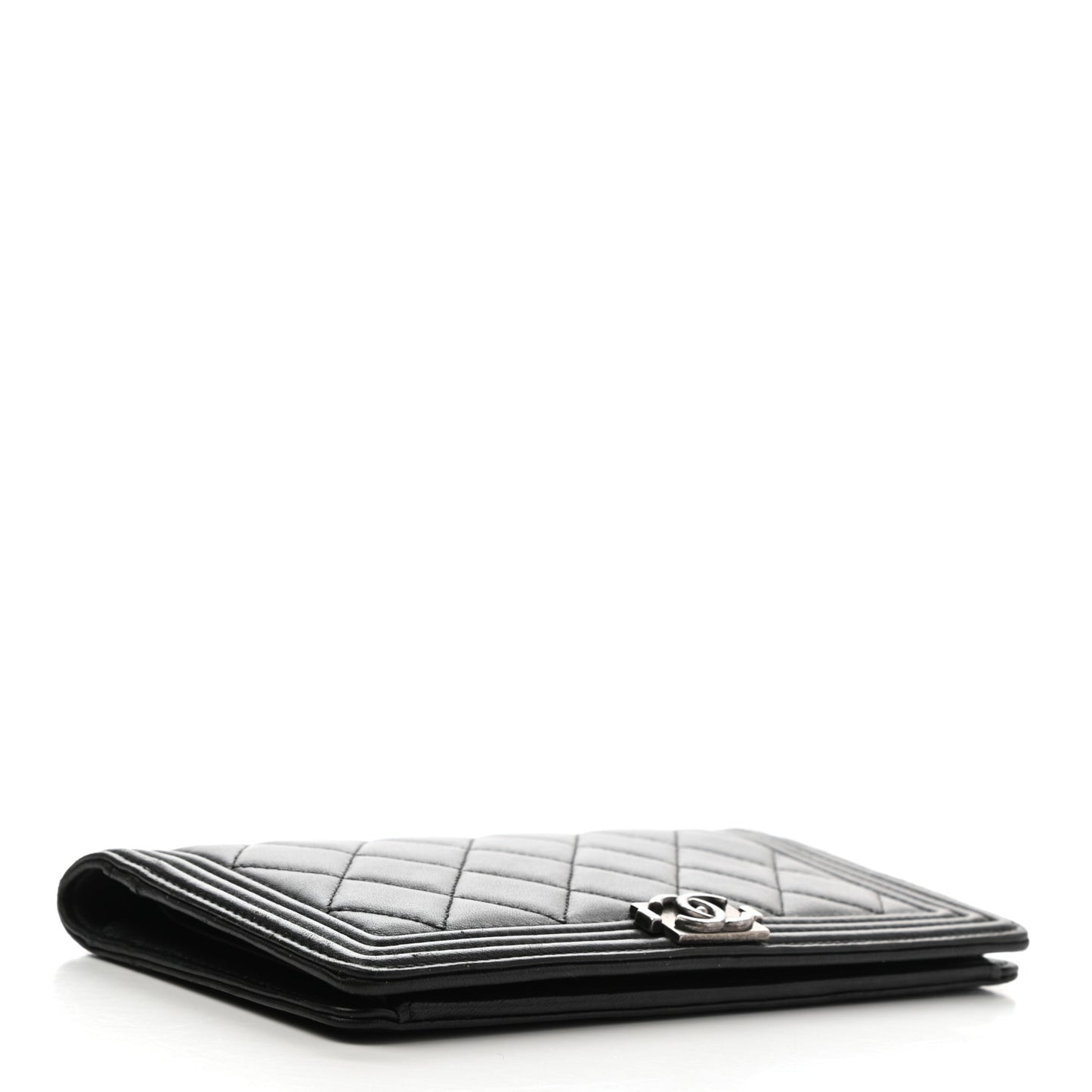 Lambskin Quilted Boy Yen Wallet Black