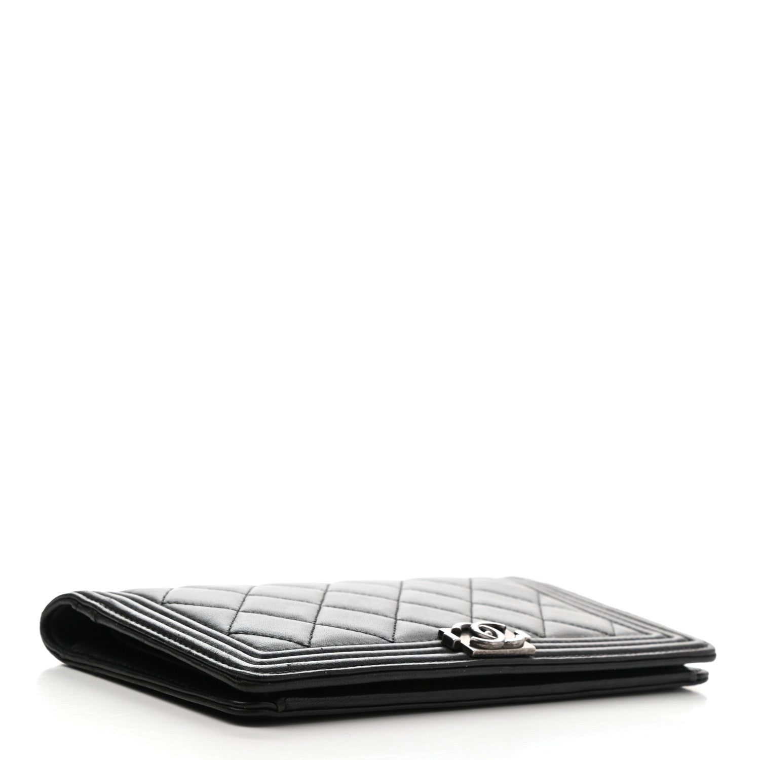 Chanel Lambskin Quilted Boy Yen Wallet Black 4 of 9