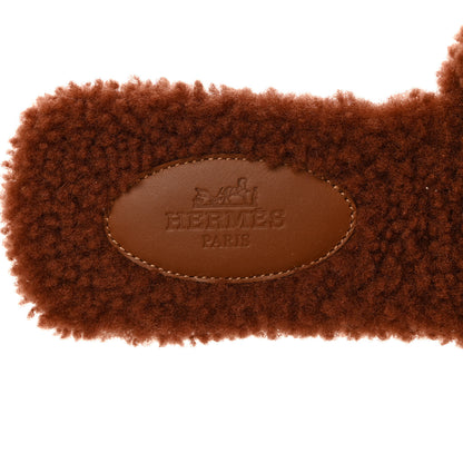 Hermes Woolskin Oran Sandals 36 Cognac 7 of 8