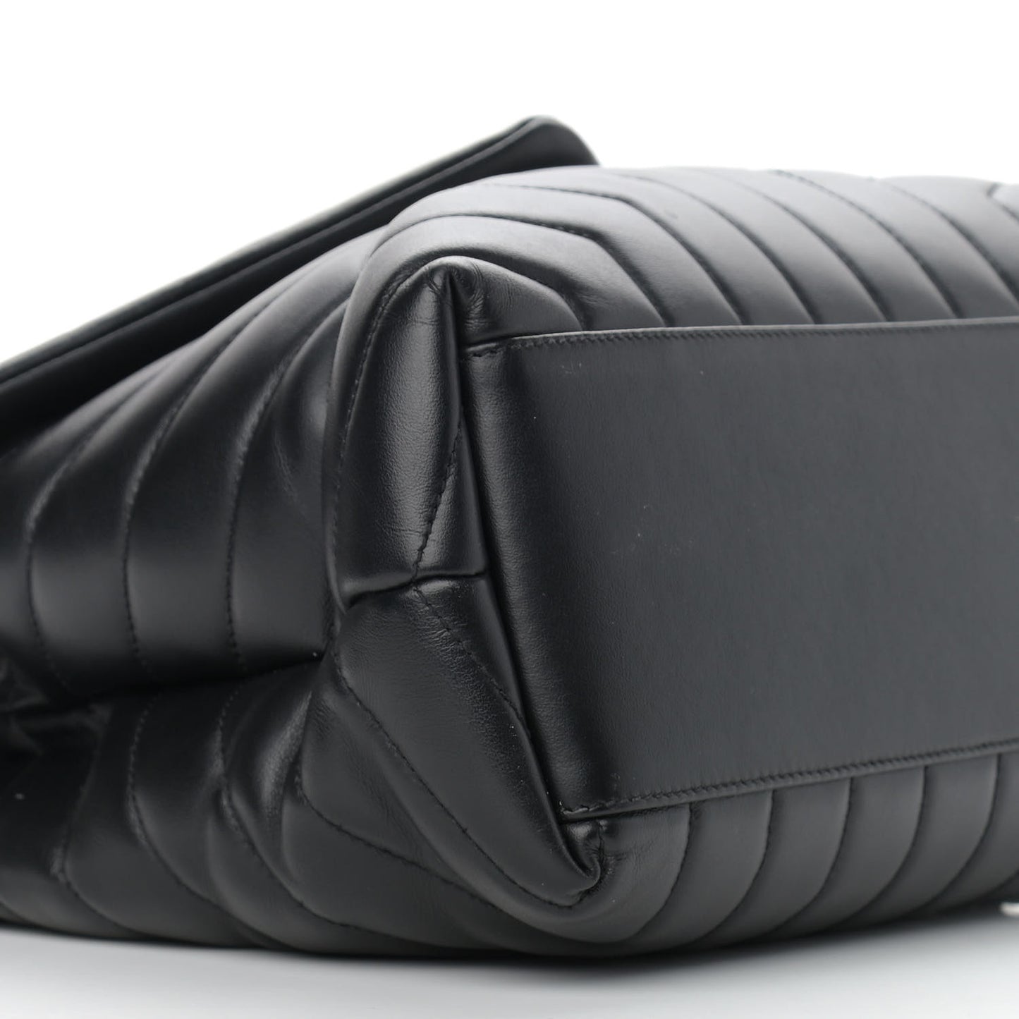 Calfskin Y Quilted Monogram Medium Loulou Chain Satchel Black