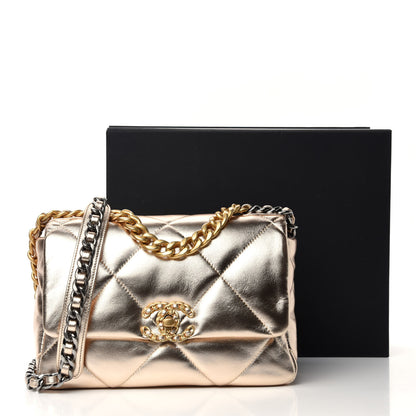Chanel Metallic Lambskin Quilted Medium 19 Flap Gold 11 of 11