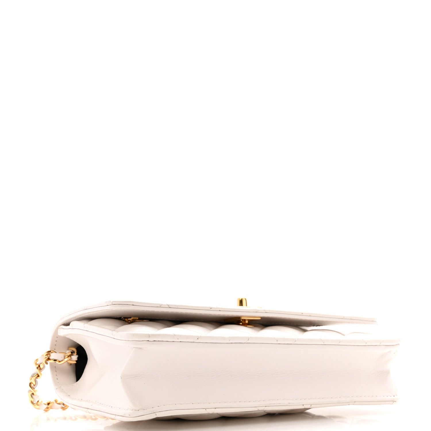 Chanel Shiny Crumpled Calfskin Quilted Enamel Heart Wallet On Chain WOC White 4 of 13